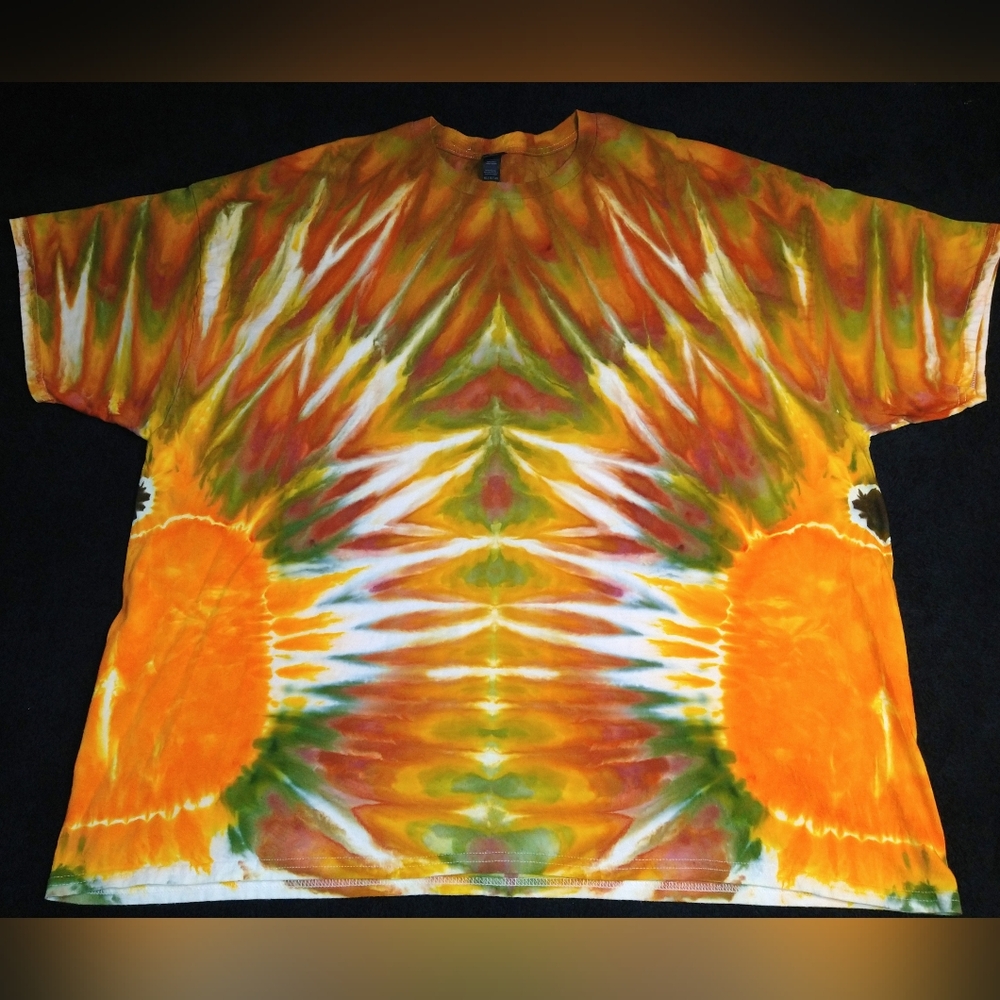 Fall Festival Side Pumpkin Gravity Ice Dye Tie Dye T Shirt ~ Sz 4XL